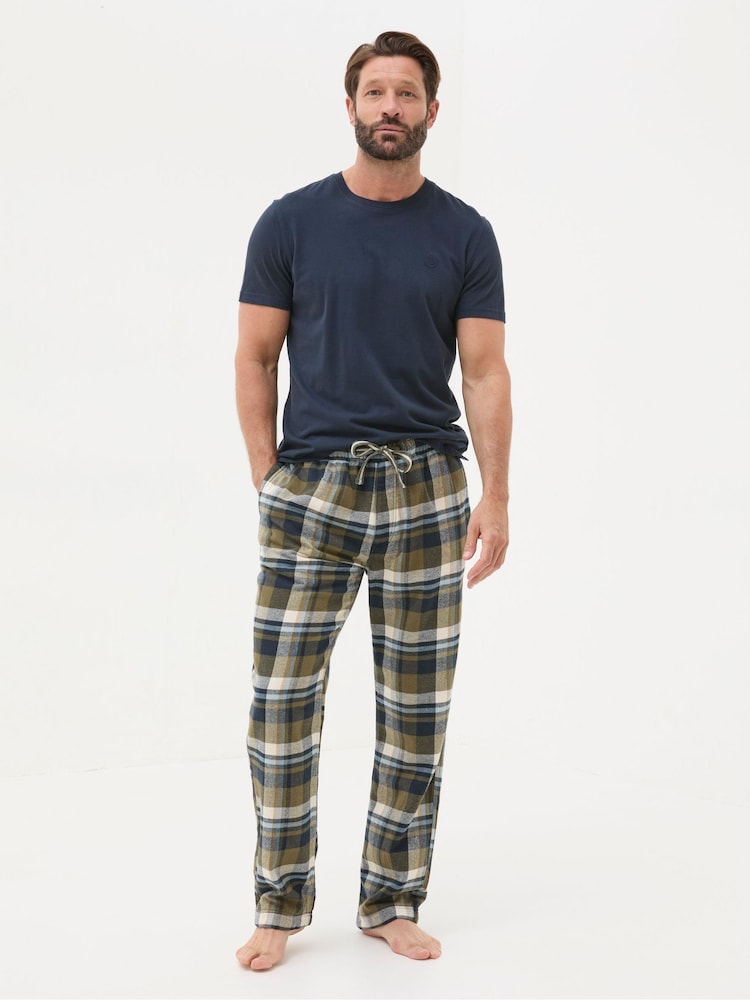 Fat Face Hambrook Green Check Pyjama Bottoms
