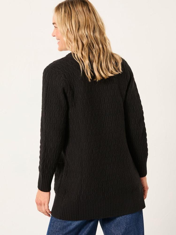 Fat Face Hannah Black Longline Knitted Cardigan