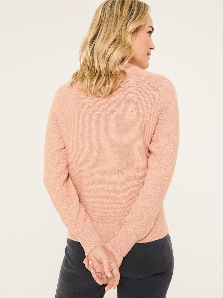 Fat Face Harlee Blush Pink Ruffle Knitted Jumper