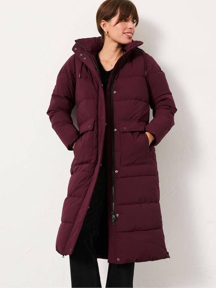 Fat Face Harley Burgundy Red Longline Puffer Coat