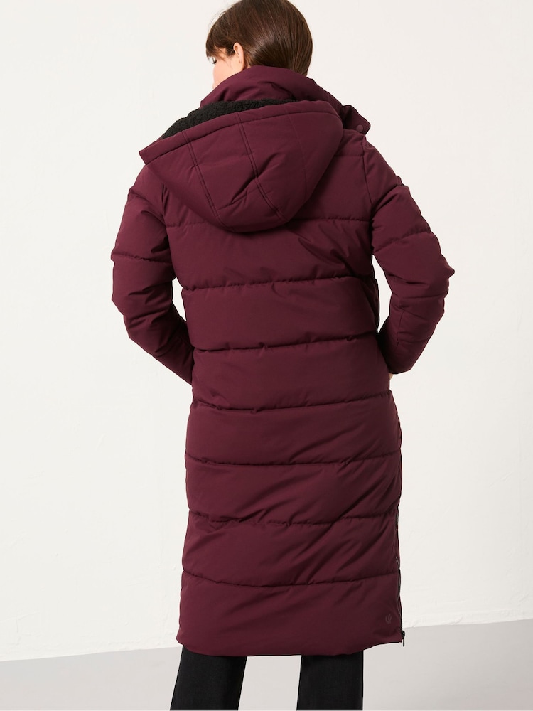 Fat Face Harley Burgundy Red Longline Puffer Coat