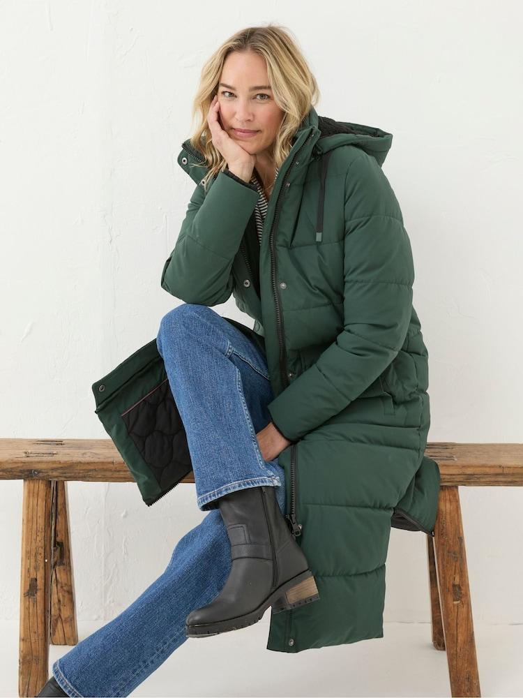 Fat Face Harley Green Long Puffer Coat