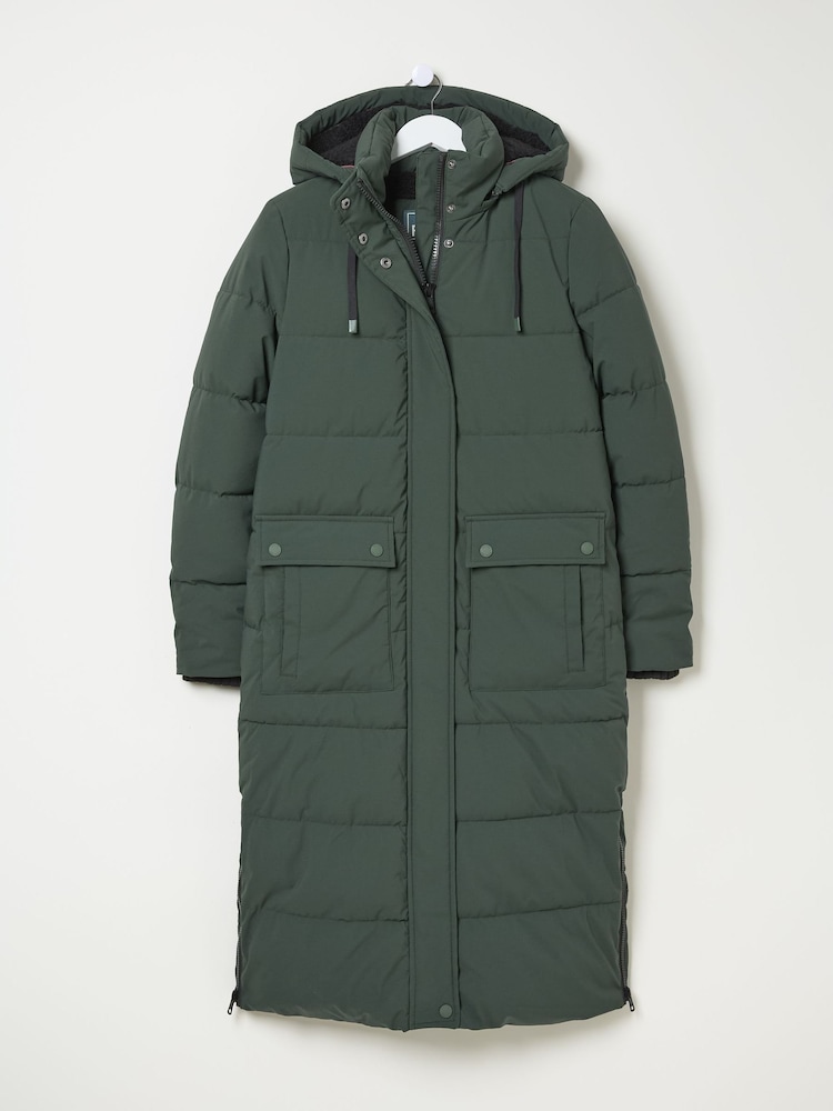 fat face Harley Green Long Puffer Coat