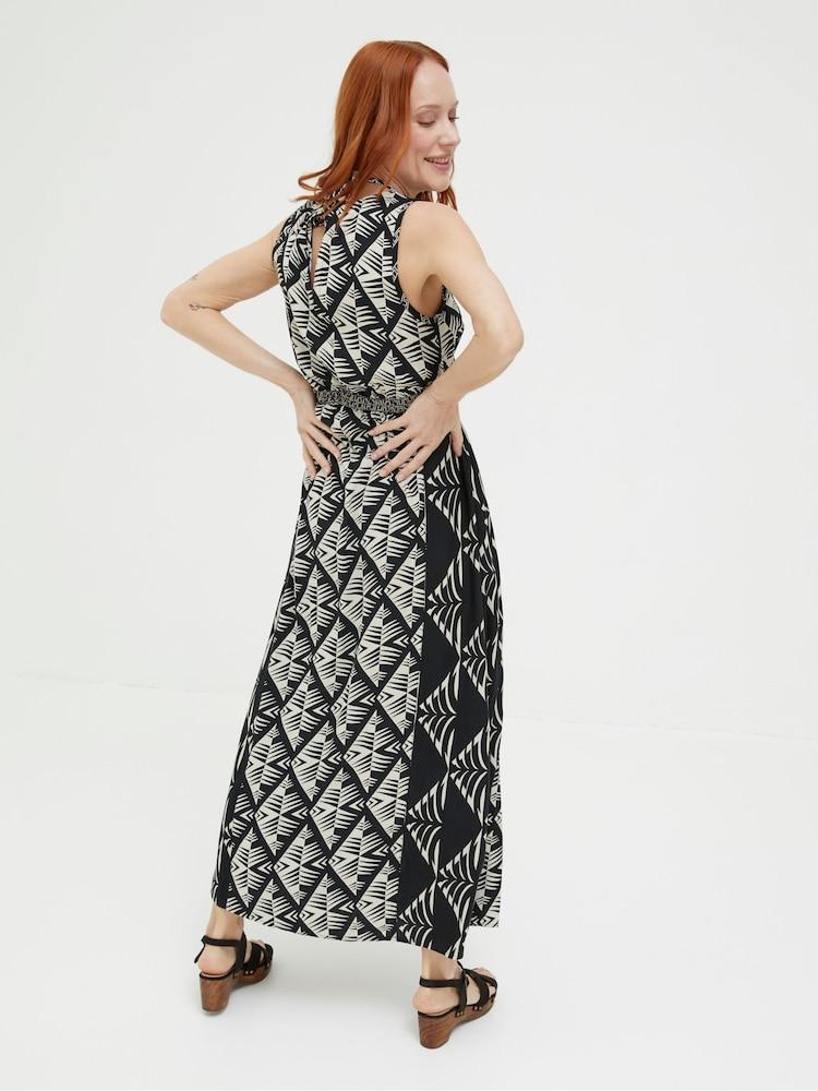 Fat Face Harrie Black Geo Cut Out Midi Beach Dress