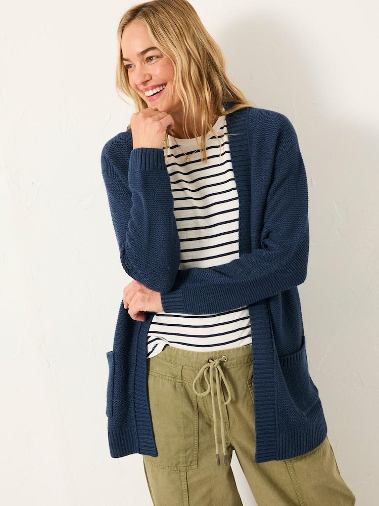 Fat Face Harriet Navy Longline Knitted Cardigan