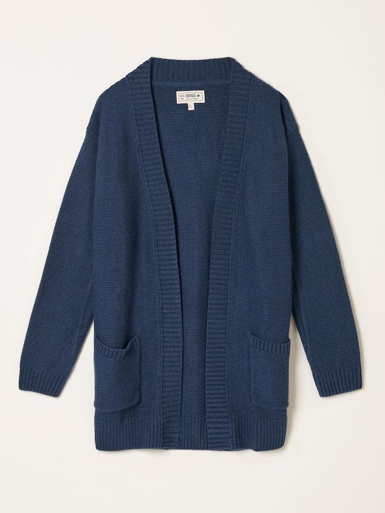 fat face Harriet Navy Longline Knitted Cardigan