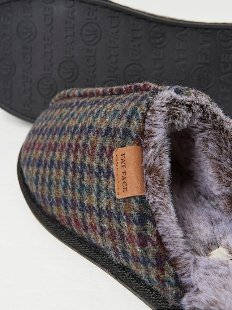 Fat Face Harvey Navy Check Mule Slippers