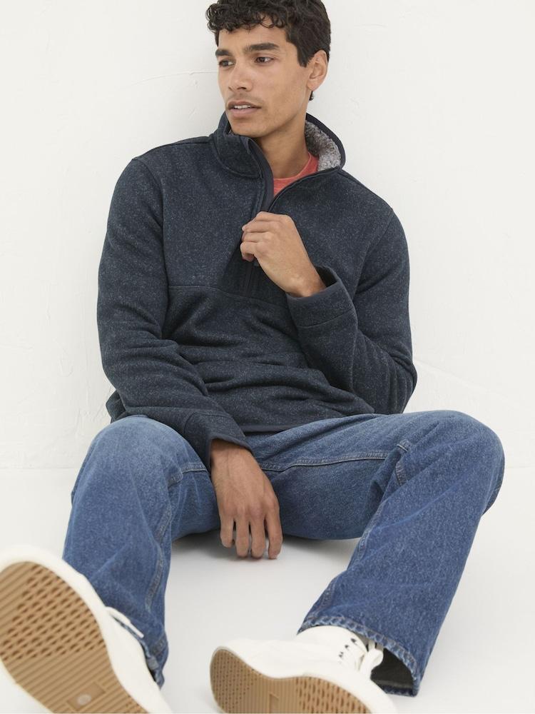 Fat Face Haxby Navy Blue Half Neck Sweatshirt