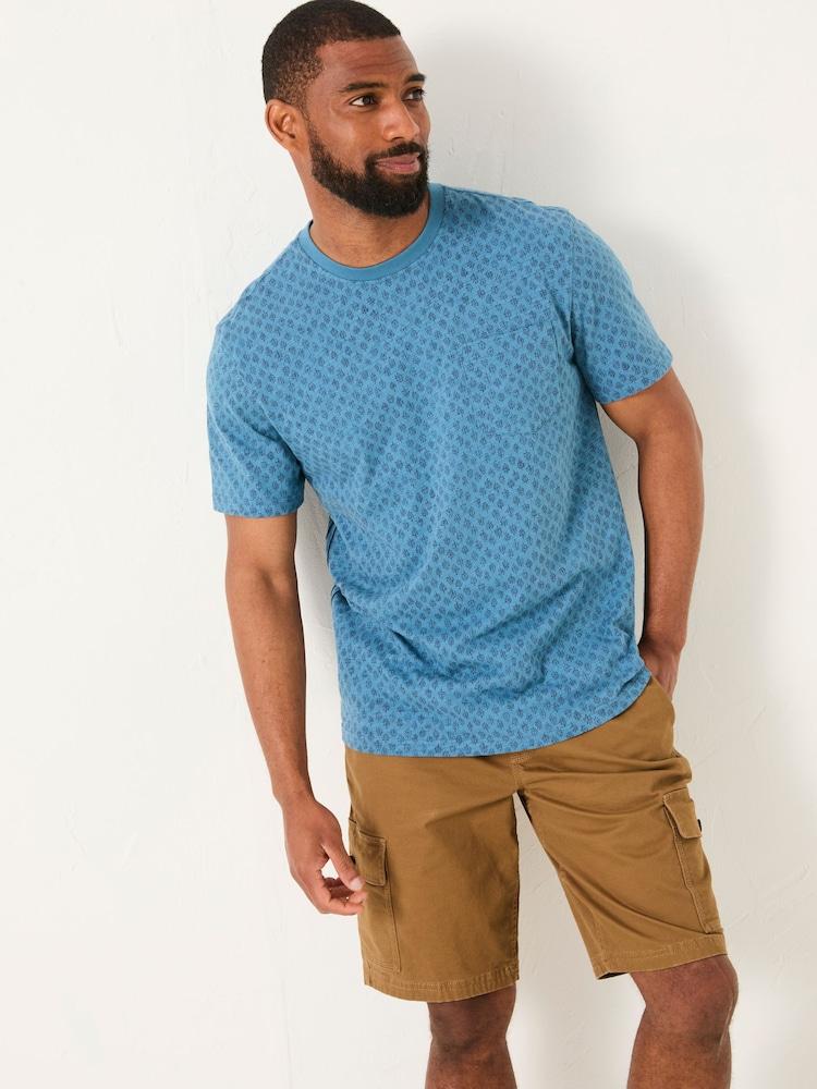 Fat Face Hayle Navy Hayle Block Printed Tshirt