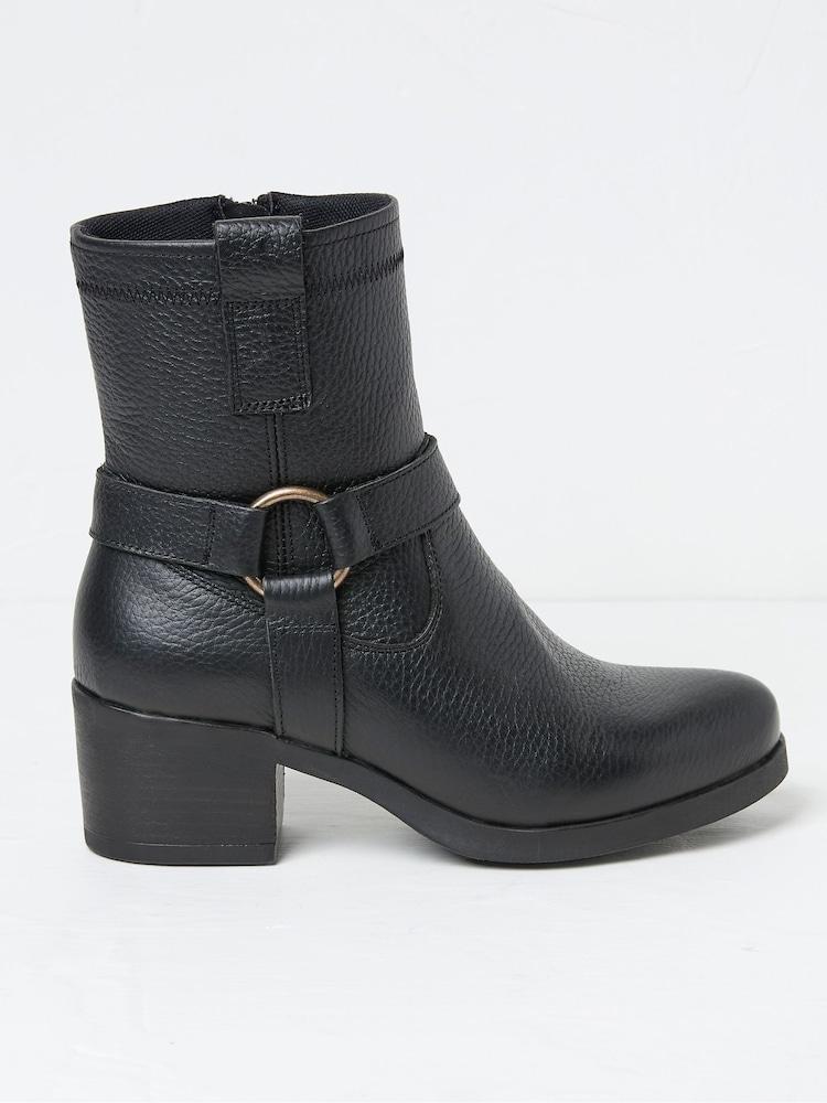 Fat Face Hazel Black Mid Heel Boots