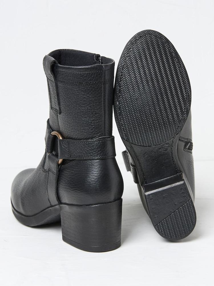 Fat Face Hazel Black Mid Heel Boots