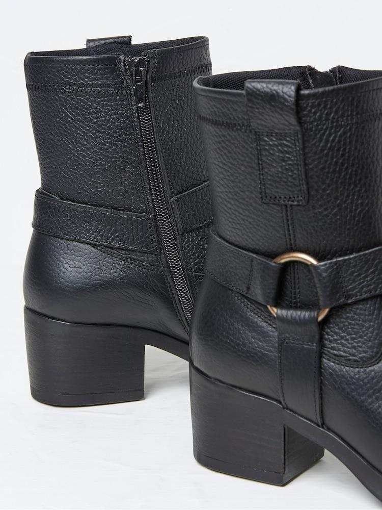 fat face Hazel Black Mid Heel Boots