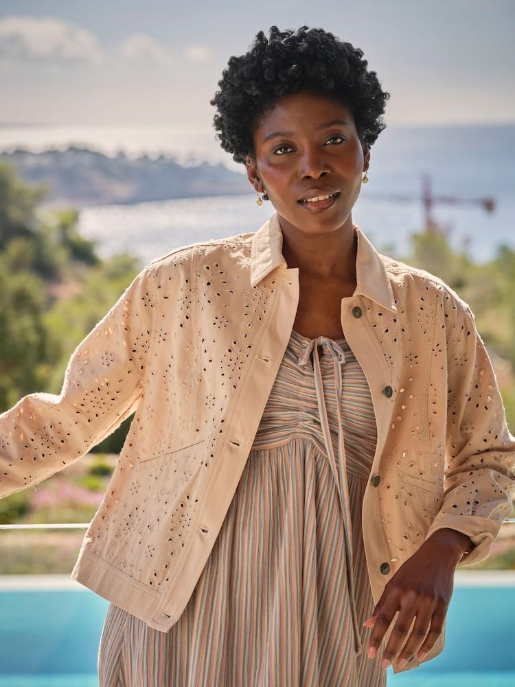 Fat Face Hazel Dark Natural Hazel Broderie Jacket