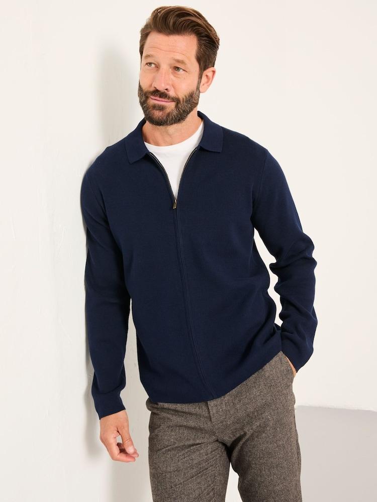 Fat Face Helston Navy Collar Knitted Cardigan