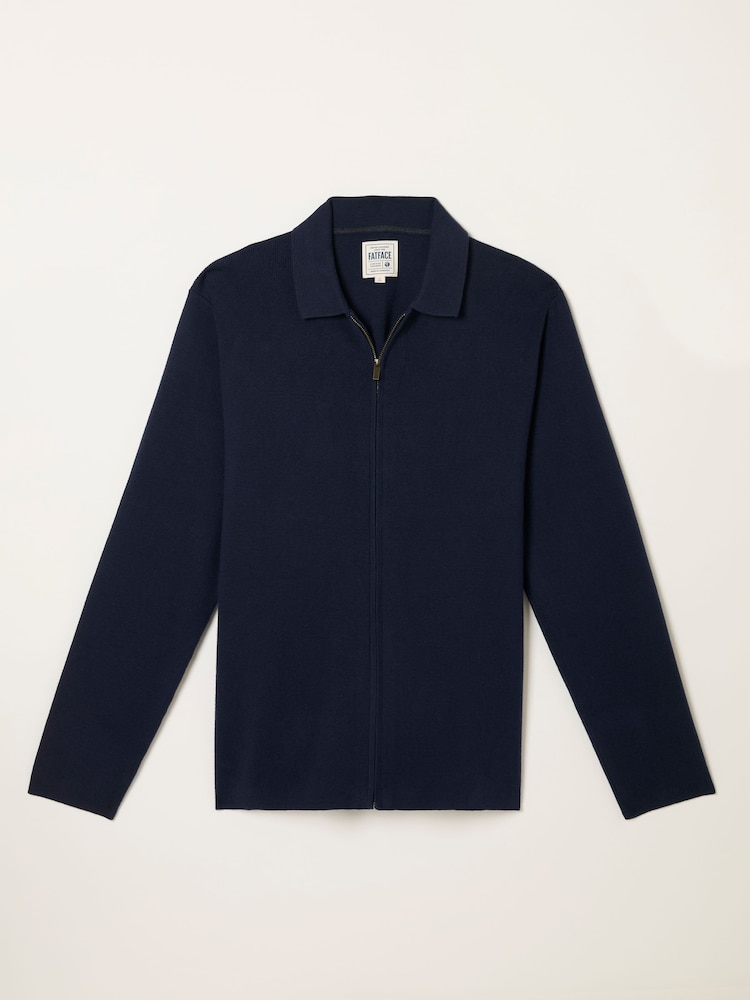 fat face Helston Navy Collar Knitted Cardigan