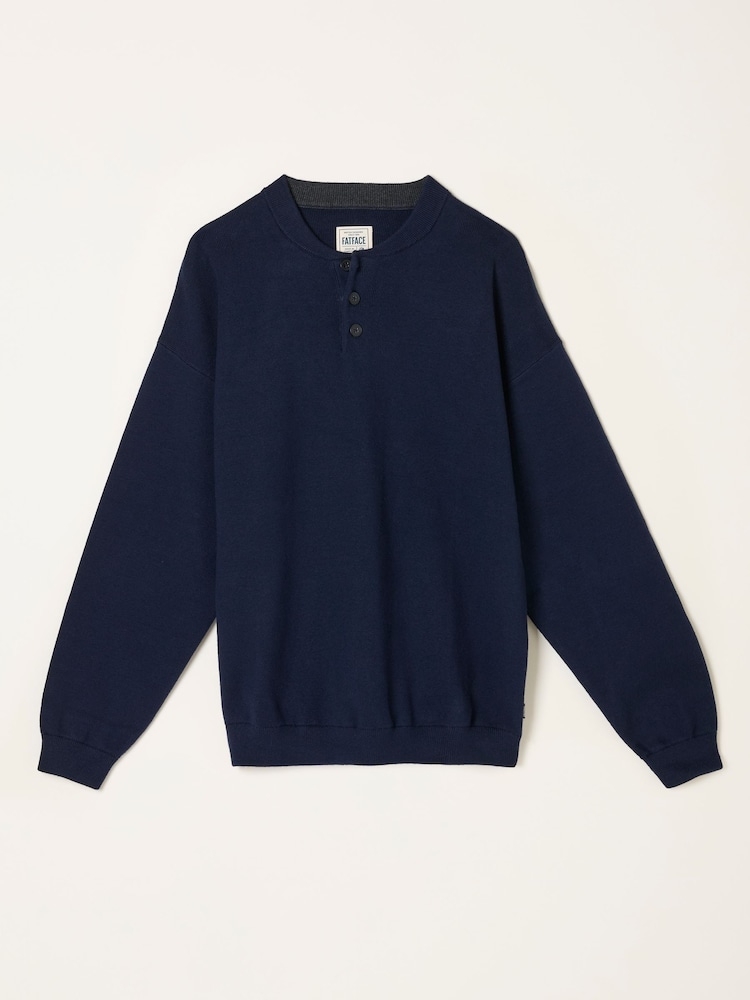 fat face Helston Navy Knitted Henley