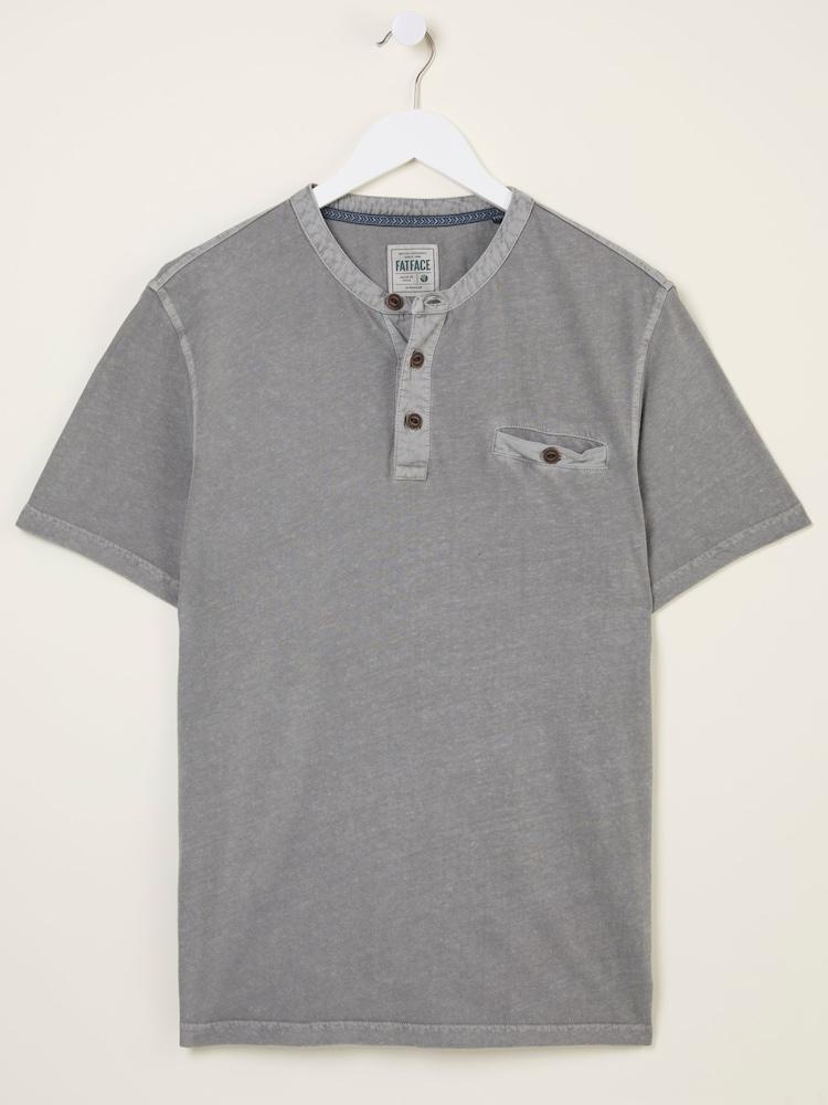 fat face Henley Grey Garment Dyed Pocket Henley