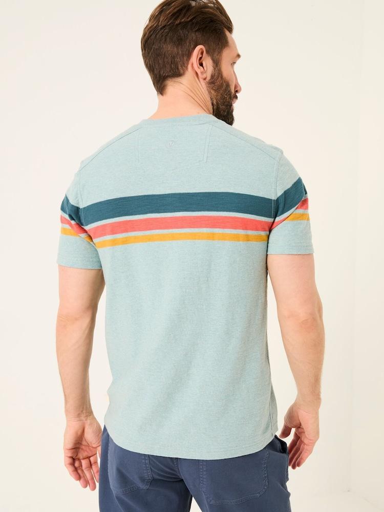 Fat Face Henley Light Blue Chest Stripe Henley