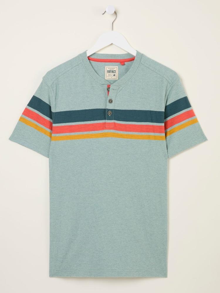 fat face Henley Light Blue Chest Stripe Henley