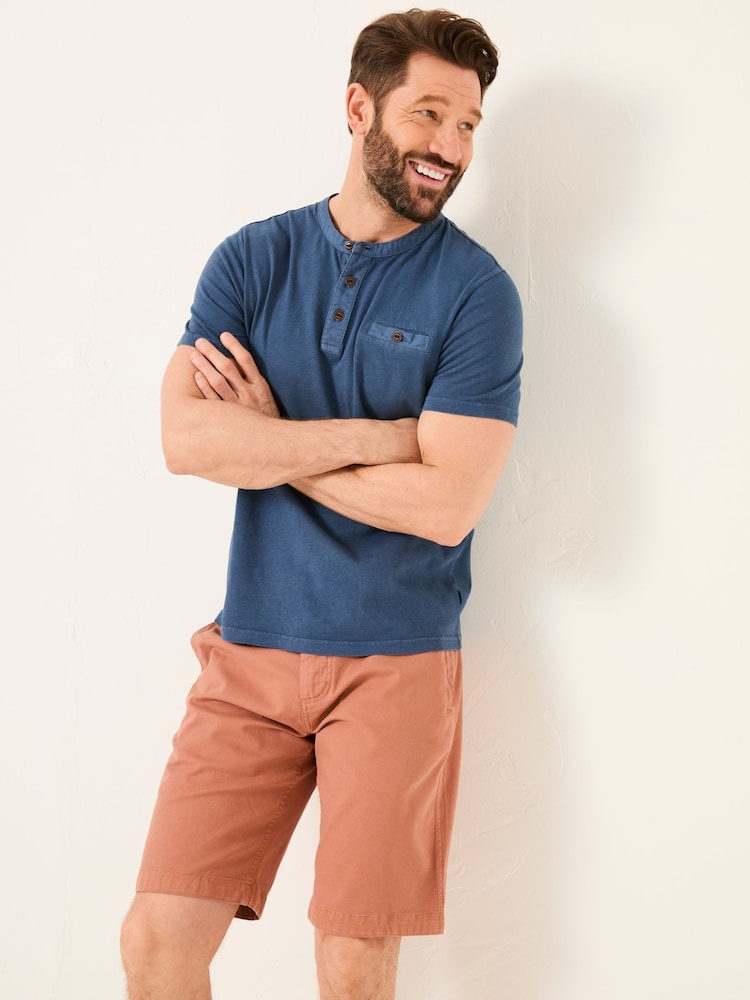 Fat Face Henley Navy Garment Dyed Pocket Henley