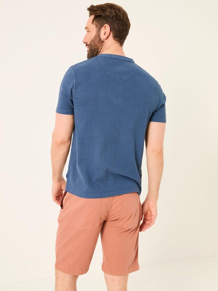 Fat Face Henley Navy Garment Dyed Pocket Henley