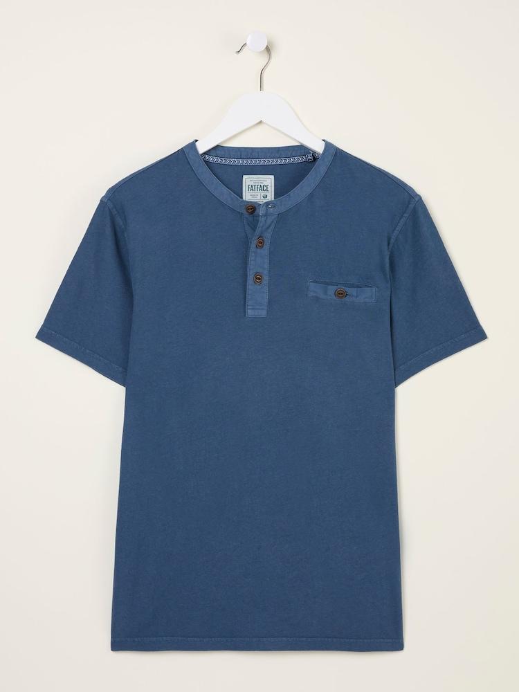 fat face Henley Navy Garment Dyed Pocket Henley