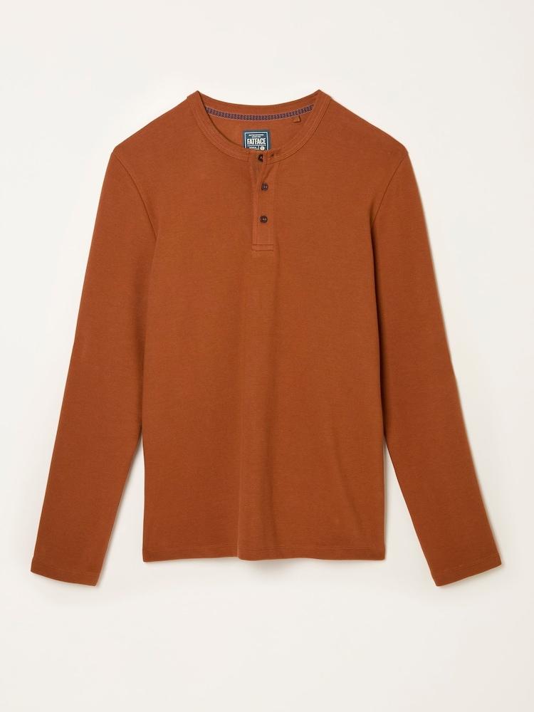 fat face Henley Rust Brown Heath Textured