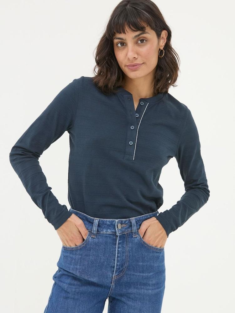 Fat Face Hettie Blue Rib Henley Top