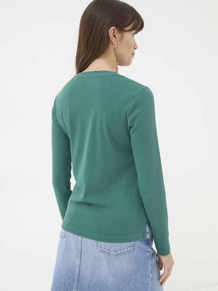Fat Face Hettie Green Rib Henley Top