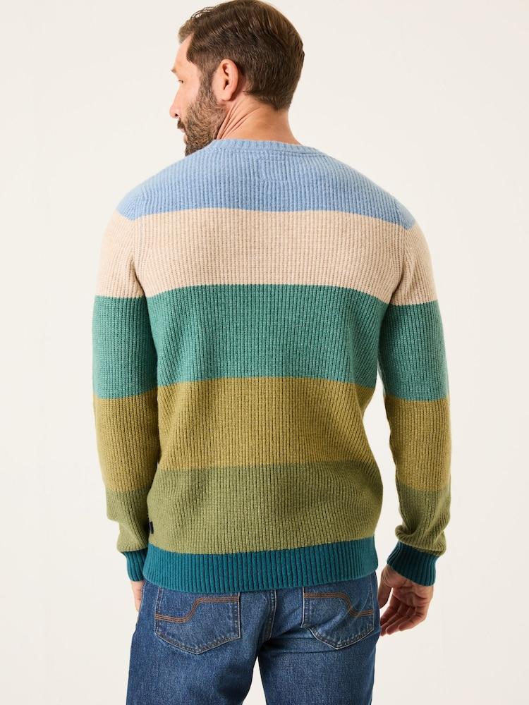 Fat Face Hinton Green Stripe Crew Neck Jumper