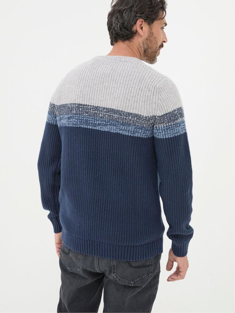 Fat Face Hinton Navy Chest Stripe Crew Neck Jumper