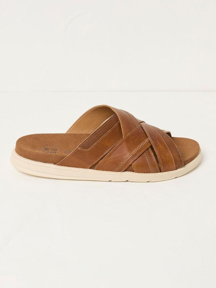 Fat Face Hinton Tan Brown Sliders