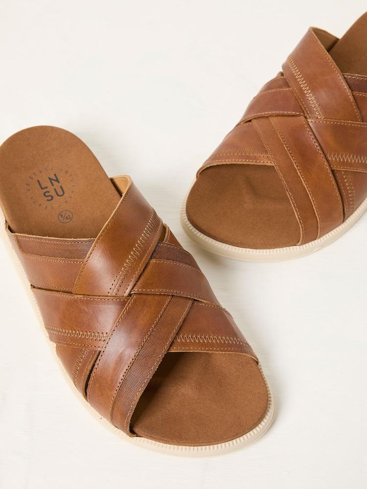 Fat Face Hinton Tan Brown Sliders