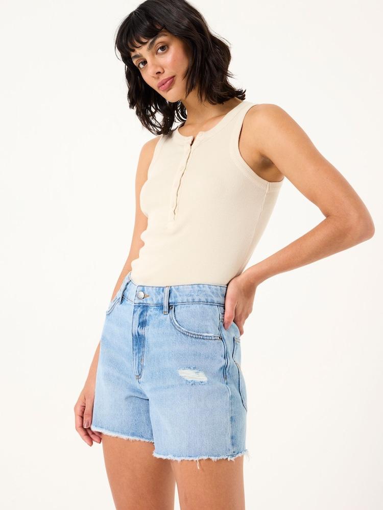 Fat Face Holywell Light Blue Frayed Denim Shorts