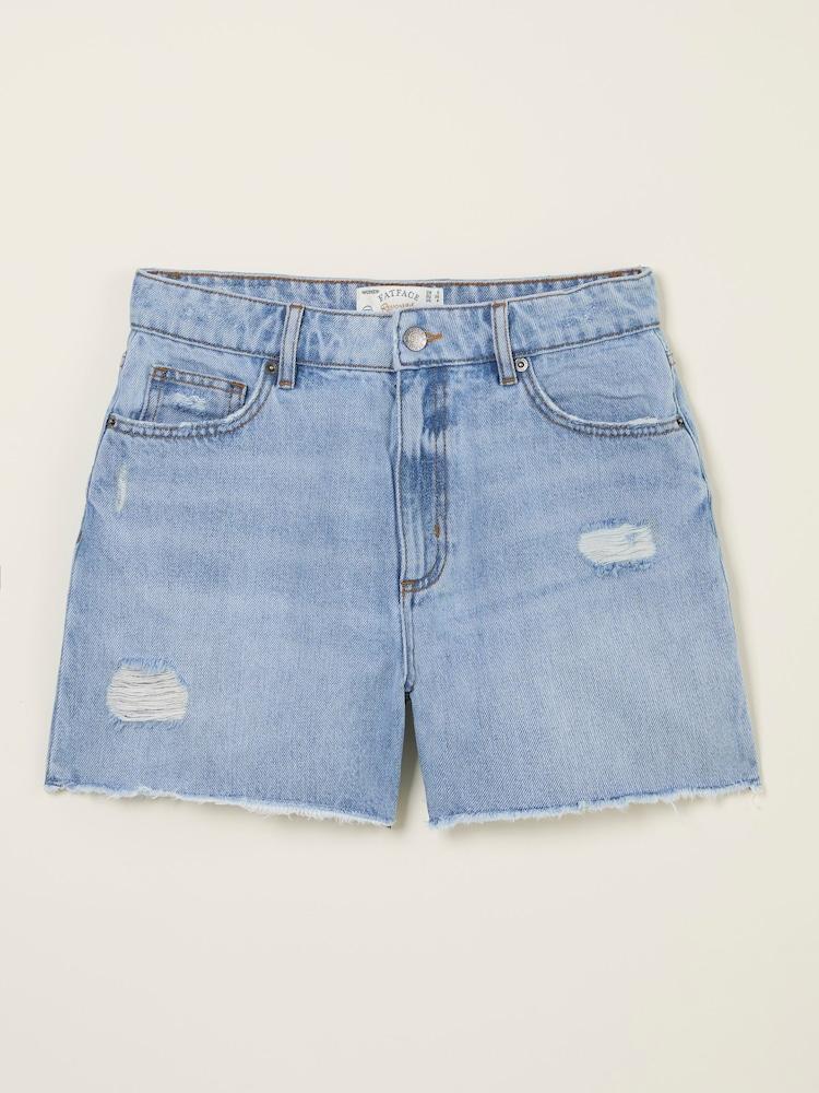 fat face Holywell Light Blue Frayed Denim Shorts
