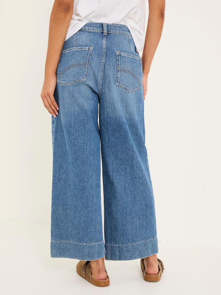 Fat Face Hove Blue Denim Wide Leg Crop Jeans