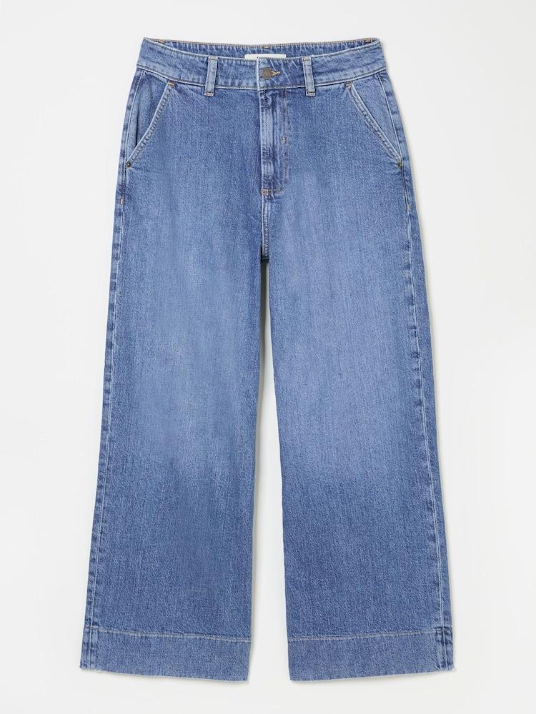 fat face Hove Blue Denim Wide Leg Crop Jeans