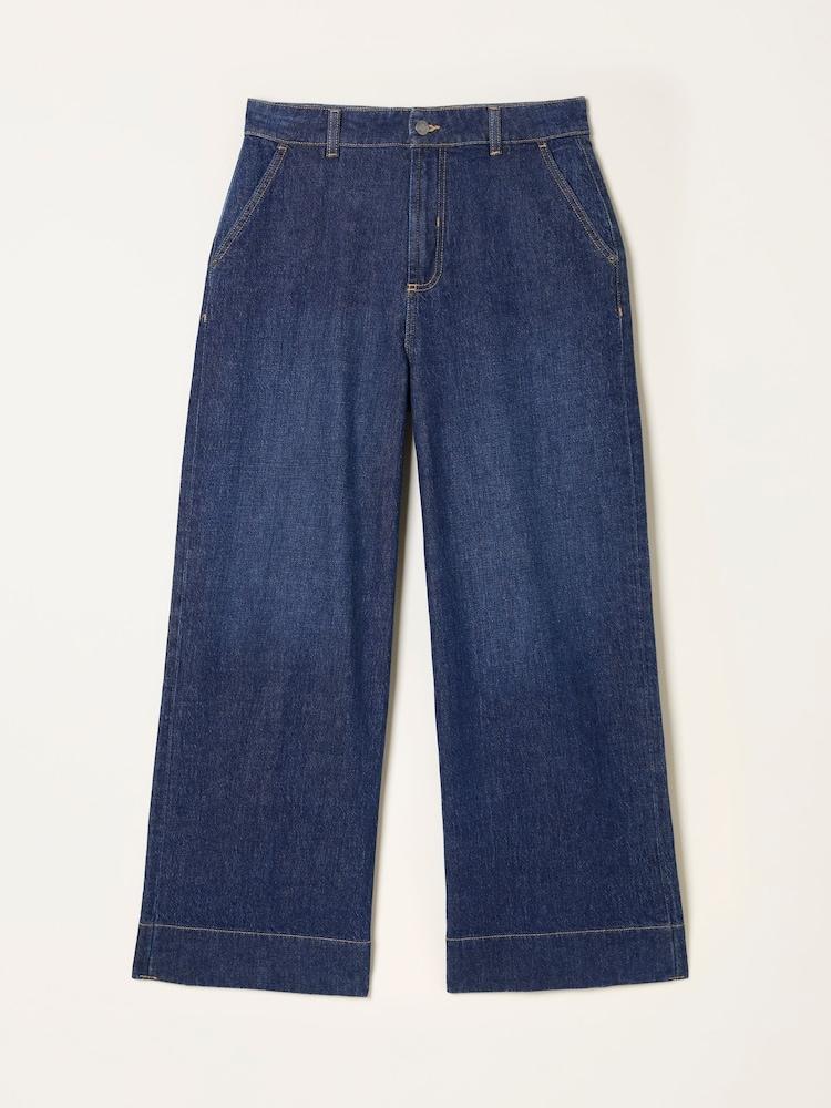 fat face Hove Denim Dark Blue Wide Leg Crop Jeans