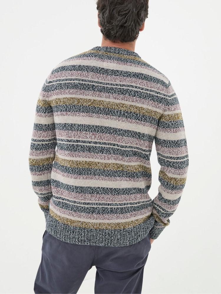 Fat Face Hove Navy Blue Stripe Crew Jumper