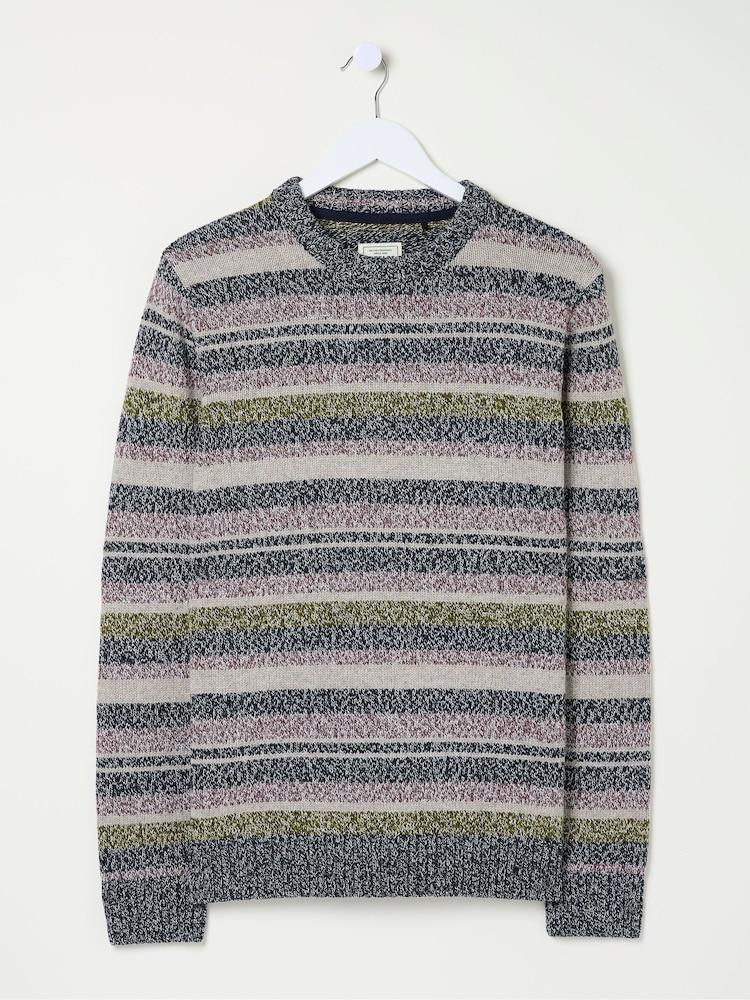 fat face Hove Navy Blue Stripe Crew Jumper
