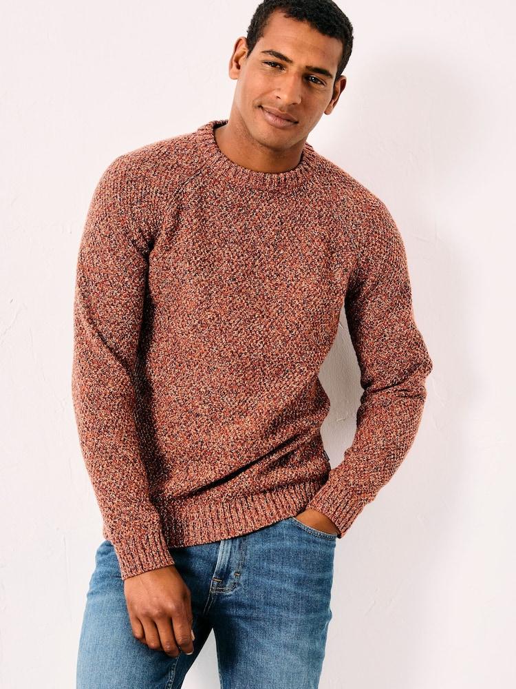 Fat Face Hove Red Crew Neck Knitted Jumper