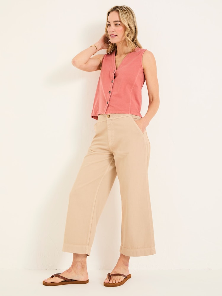 Fat Face Hove Stone Wide Leg Crop Jeans