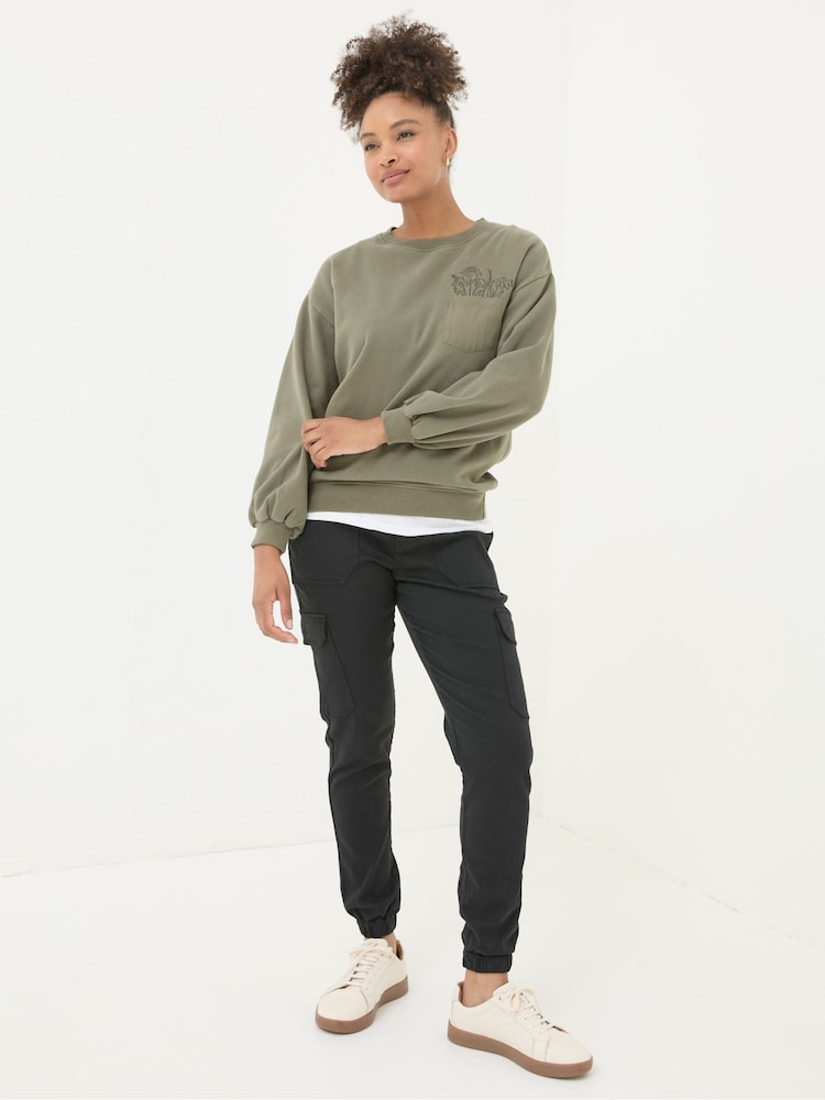Fat Face Hythe Black Cargo Trousers