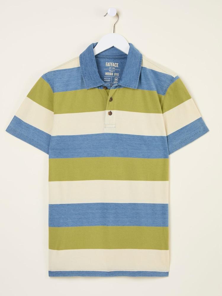 fat face Indigo Blue Block Stripe Polo