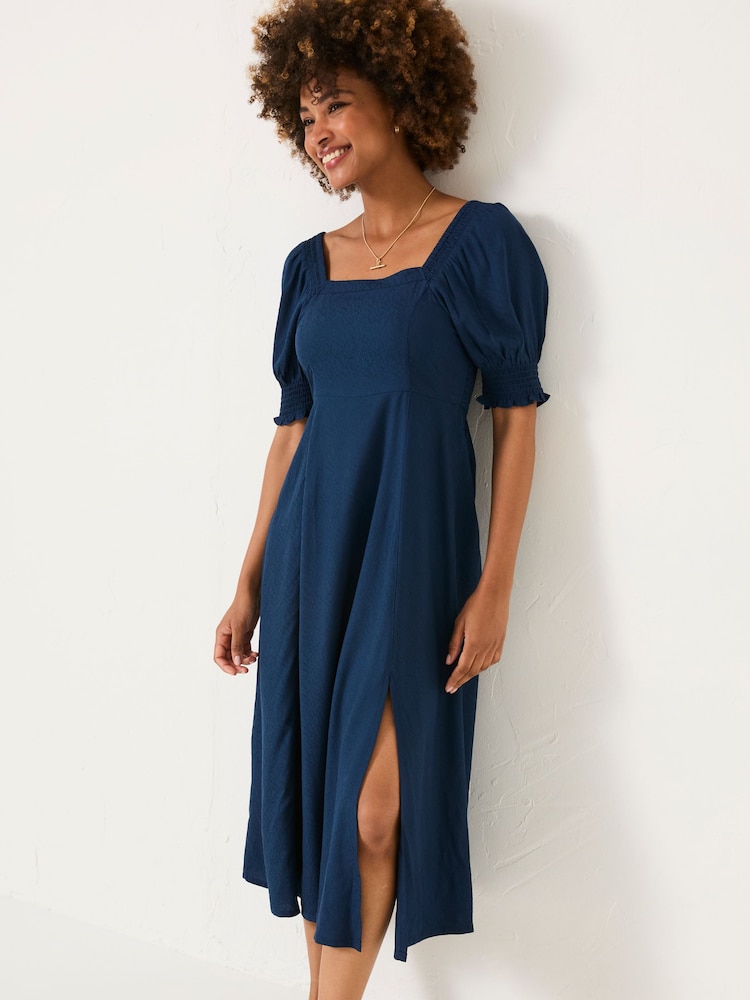 Fat Face Indigo Blue Bloom Midi Dress