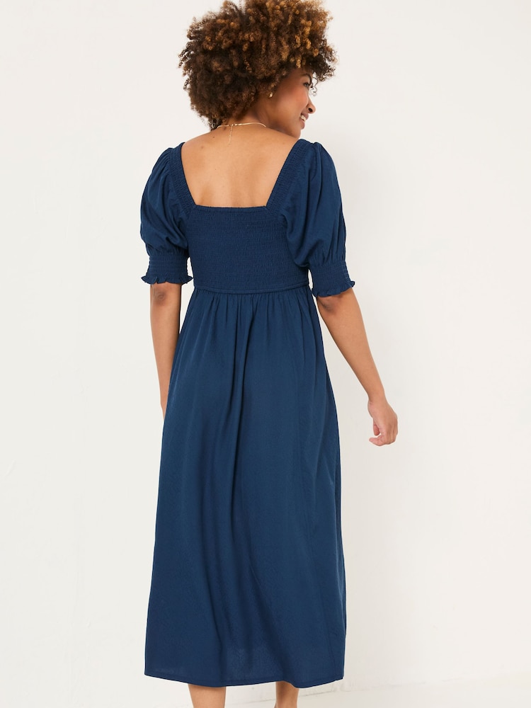 Fat Face Indigo Blue Bloom Midi Dress