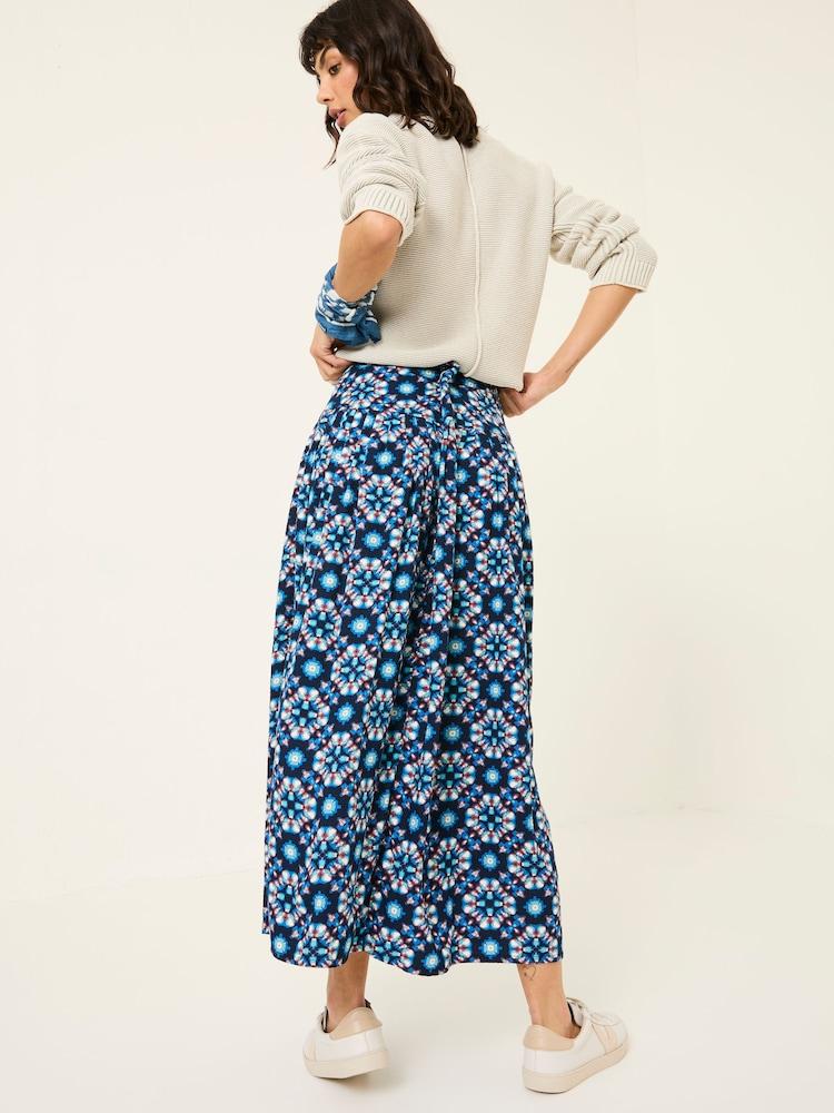 Fat Face Indigo Blue Jay Midi Skirt
