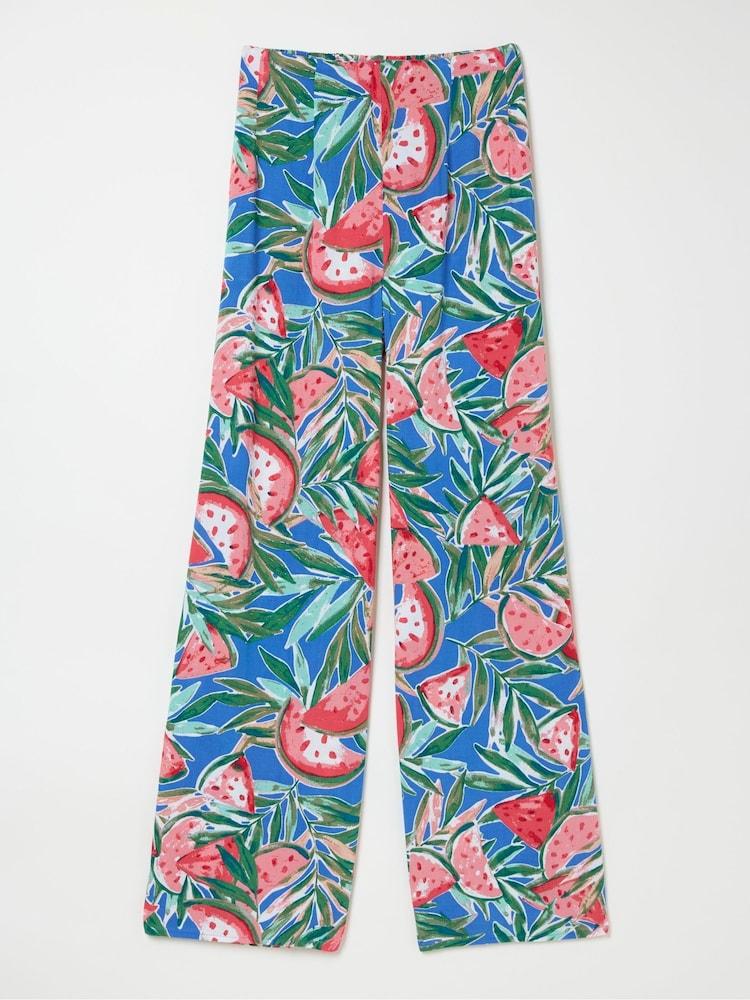 fat face Ines Blue Watermelons Wide Leg Trousers