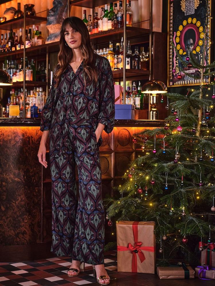 Fat Face Ines Multi Dec Leaf Trousers