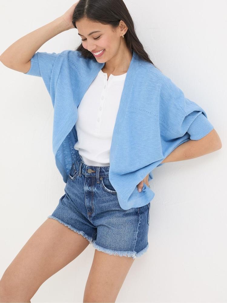 Fat Face Iris Blue Cocoon Edge Cardigan